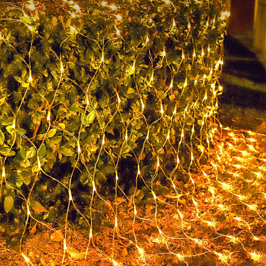 LJLNION Christmas Net Lights, 360 LED 12Ft X 5Ft Connectable Mesh Fairy String Lights,8 Modes Low Voltage Safe Adaptor for Xmas Trees, Bushes, Wedding, Outdoor Garden Decorations, Warm White