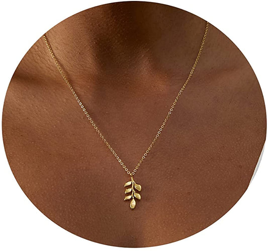 14K Gold Leaf Pendant Necklace for Women Dainty Sun North Star Necklace Tiny Coin Drop Lightning Bolt Choker Necklace Boho Medallion Coin Necklace Minimalist Jewelry