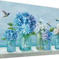 Flowers Canvas Wall Art White Floral Canvas Pictures Rose Hydrangea in Jar Wall Decor Bird Print Blue Painting Contemporary Artwork Living Room Bedroom Kitchen Home Decor 12"X 16"