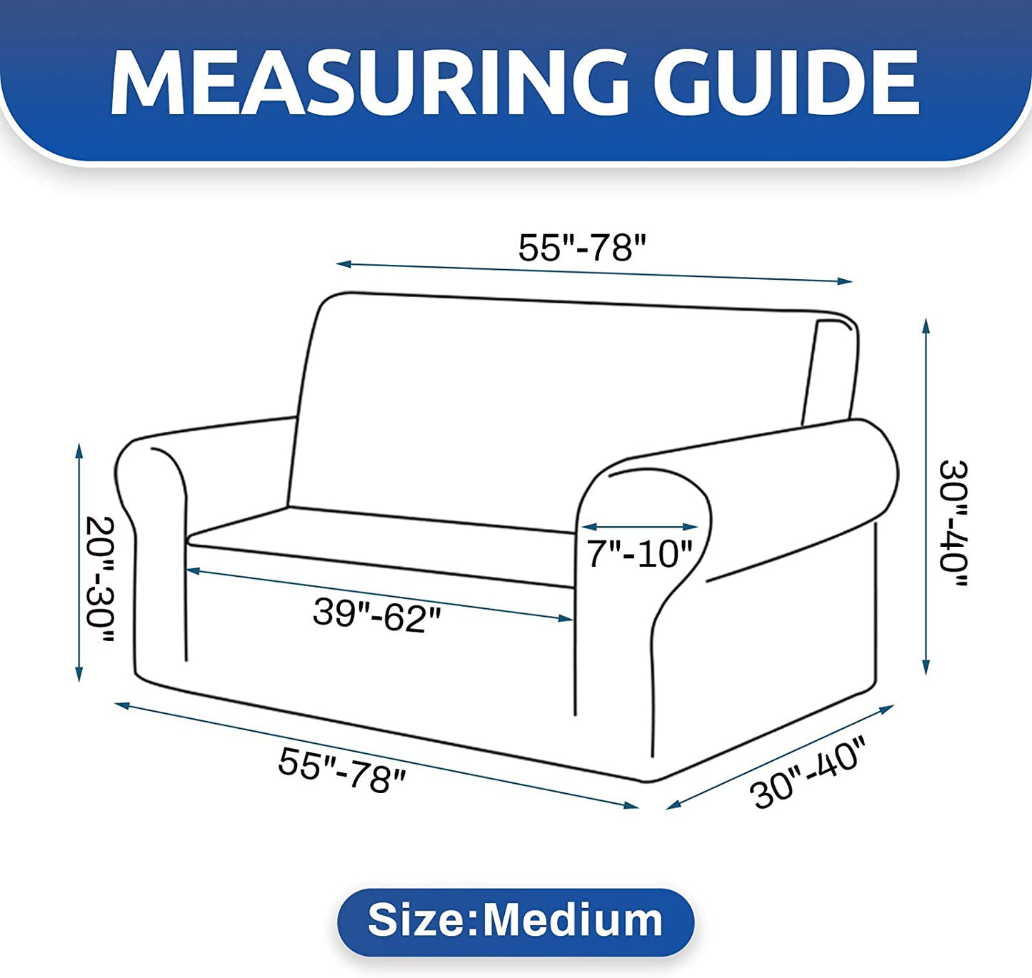 Stretch Loveseat Sofa Cover Slipcover ,Couch Covers for 2 Cushion Couch Sofa (55"-79") Furniture Protector Sofa with Elastic Bottom for Kids,Dog. Jacquard Small Checked (Medium,Black)