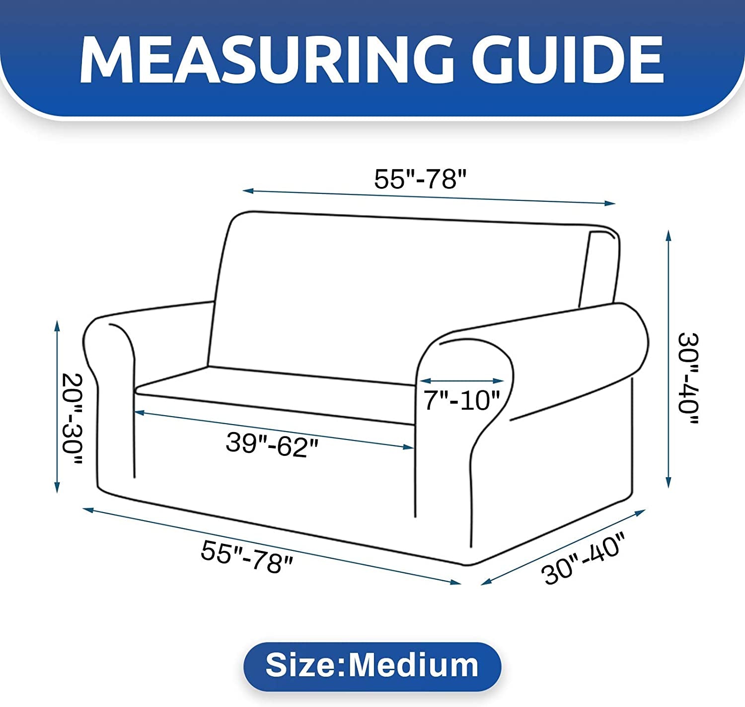 Stretch Loveseat Sofa Cover Slipcover ,Couch Covers for 2 Cushion Couch Sofa (55"-79") Furniture Protector Sofa with Elastic Bottom for Kids,Dog. Jacquard Small Checked (Medium,Black)