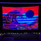 Blacklight Tapestry UV Reactive Trippy Neon the Great Wave Game Retro Vaporwave Tapestry Black Light Room Decor Glow in the Dark Tapestry for Bedroom Aesthetic Gaming Room Dorm Y2K Indie Room Décor