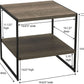 Square Wooden Side Table/End Table with Storage Shelf, Ashwood