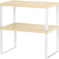 Set of 2 Cabinet Kitchen Shelves Stackable Countertop Shelf and Expandable Wood Cabinet Organizer Shelves for Bathroom Study Room, White