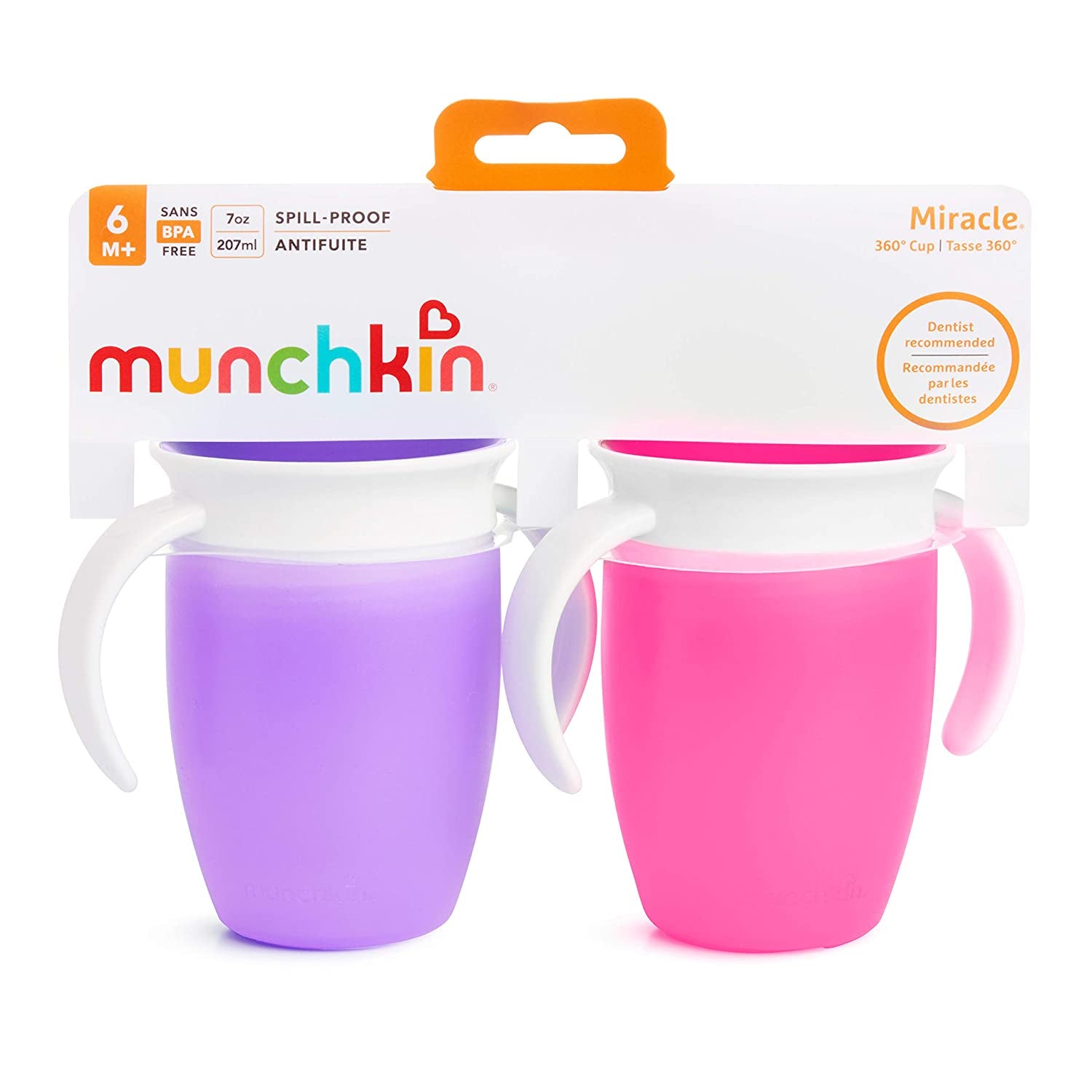 Miracle 360 Trainer Cup, Pink/Purple, 7 Oz, 2 Count