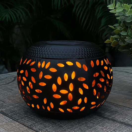 Solar Table Lights Outdoor Waterproof - Dancing Flickering Flame Lamp Black Metal Tabletop Light Solar Powered Decorative Lighting Lantern for Desk Bedroom Patio Garden Pathway Yard (1 Pack)