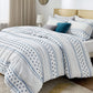 Bedsure Blue Twin Comforter Set - Boho Bedding Set , Reversible White Striped Tufted Farmhouse Twin Size Comforter Sets (68X88 Inches, 2 Pieces)