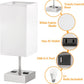 Touch Control Bedside Lamp, USB Table Lamp with 4 Bulbs,3 Way Dimmable Nightstand Lamp with 2 USB Ports & AC Outlet, Touch Desk Lamps for Bedrooms Living Room, Small Table Lamp, White Fabric Shade
