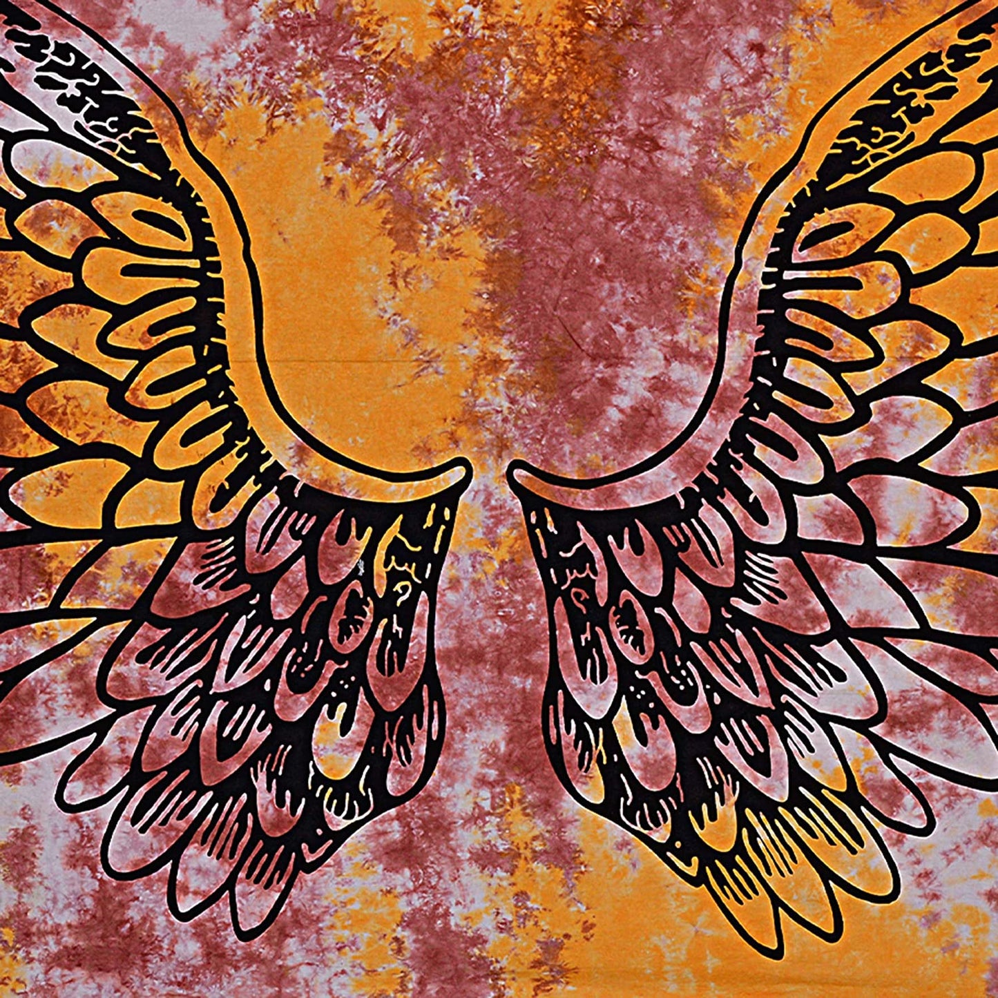 Psychedelic Tie Dye Mandala Angel Wings Hippie Boho Indian Tapestry Wall Hanging Throw Symbolizing Hope Faith Love (Yellow Multi Tie Dye, 30X40 Inches)