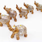 Set of 7 Lovely Lucky Elephants Statues Feng Shui Figurine Home Decor Housewarming Birthday Display Stands (Brass)