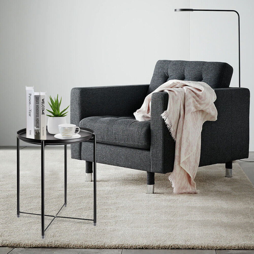 Small Metal round End Side Accent Coffee Table Nightstand Living Room Bedroom