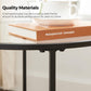 round Side Table, Glass End Table with Metal Frame, Small Coffee Accent Table, Bedside Table, Modern Style, for Living Room, Balcony, Bedroom, Black ULGT020B01