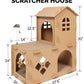 Furhaven Farmhouse Multi-Level Cat Scratcher Hideout W/ Catnip - Cardboard Brown, One Size