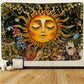 Burning Sun Tapestry Vintage Floral Tapestry Plants and Leaves Tapestries Mystic Hippie Tapestry Snail and Skull Tapestry Wall Hanging for Room(51.2 X 59.1 Inches)