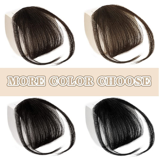 Clip in Bangs for Women 100% Human Hair Extensions Wispy Bangs Fringe with Temples Hairpieces Air Bangs Flat Bangs Clip Curved Bangs for Daily Wear (Light Brown)