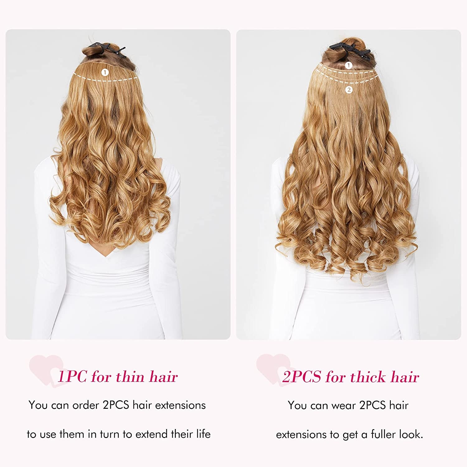 Invisible Wire Hair Extensions with Transparent Headband Adjustable Size Removable Secure Clips in Straight Secret Hairpiece for Women (24 Inch, Light Blonde)