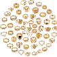 59 Pcs Vintage Knuckle Rings Set Stackable Finger Rings Midi Rings for Women Bohemian Hollow Carved Flowers Gold&Silver Rings Crystal Joint Rings (1:59 PCS Gold)