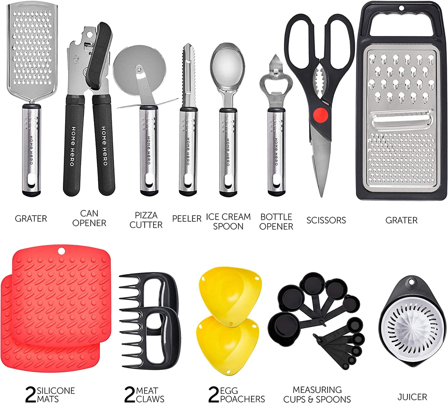 Kitchen Utensils Set - Nylon & Stainless Steel Cooking Utensils Set - Non-Stick Kitchen Utensils with Spatula - 44 Pc Set
