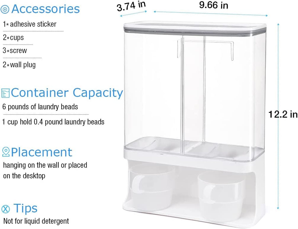 Laundry Scent Boosters Dispenser, Laundry Detergent Dispenser, Wall-Mounted Laundry Beads Dispenser for Laundry Room Organization, Suitable for Laundry Beads, Washing Powder