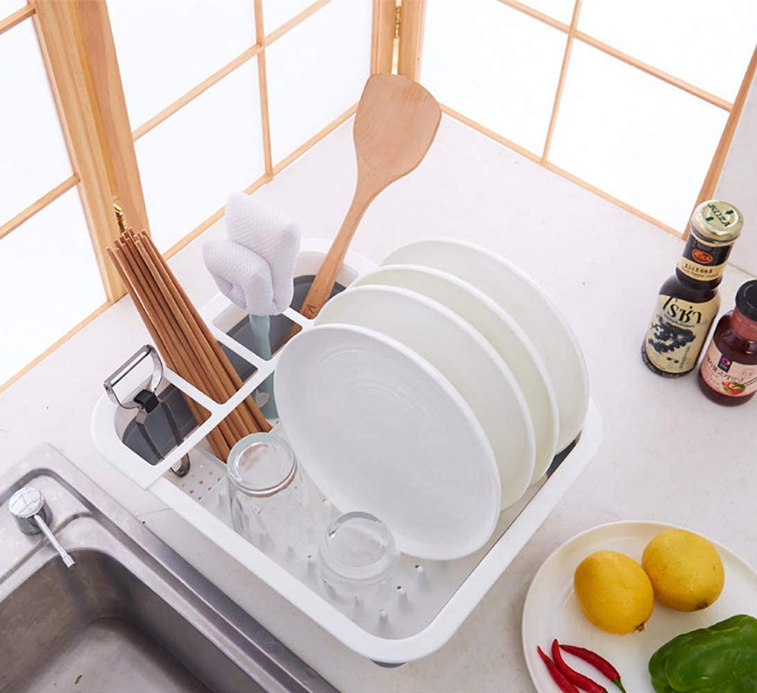 Collapsible Dish Drying Rack RV Accessories Camper Accessories for inside Kitchen Collapsible Drying Dish Storage Rack Camper Accessories for Travel Trailers (Normal)