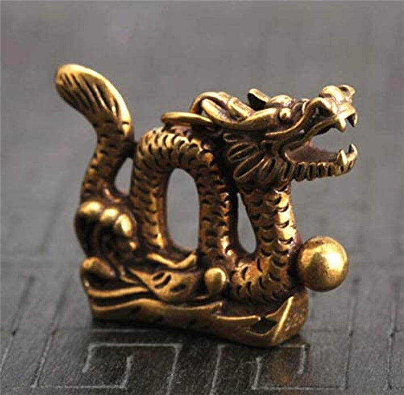 1.5Inch Fengshui Good Luck Chinese Antiques Collectible Pure Bronze Brass God Folk Exorcise Evil Chinese Zodiac Dragon Amulet Pendant Figurine Wealth Lucky Figurine Gift & Home Decor