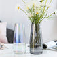Flower Glass Vase for Decor Home Handmade Modern Large Flower Vases for Centerpieces Living Room Kitchen Office Wedding 8.7 Inch ( Iridescent Clear )
