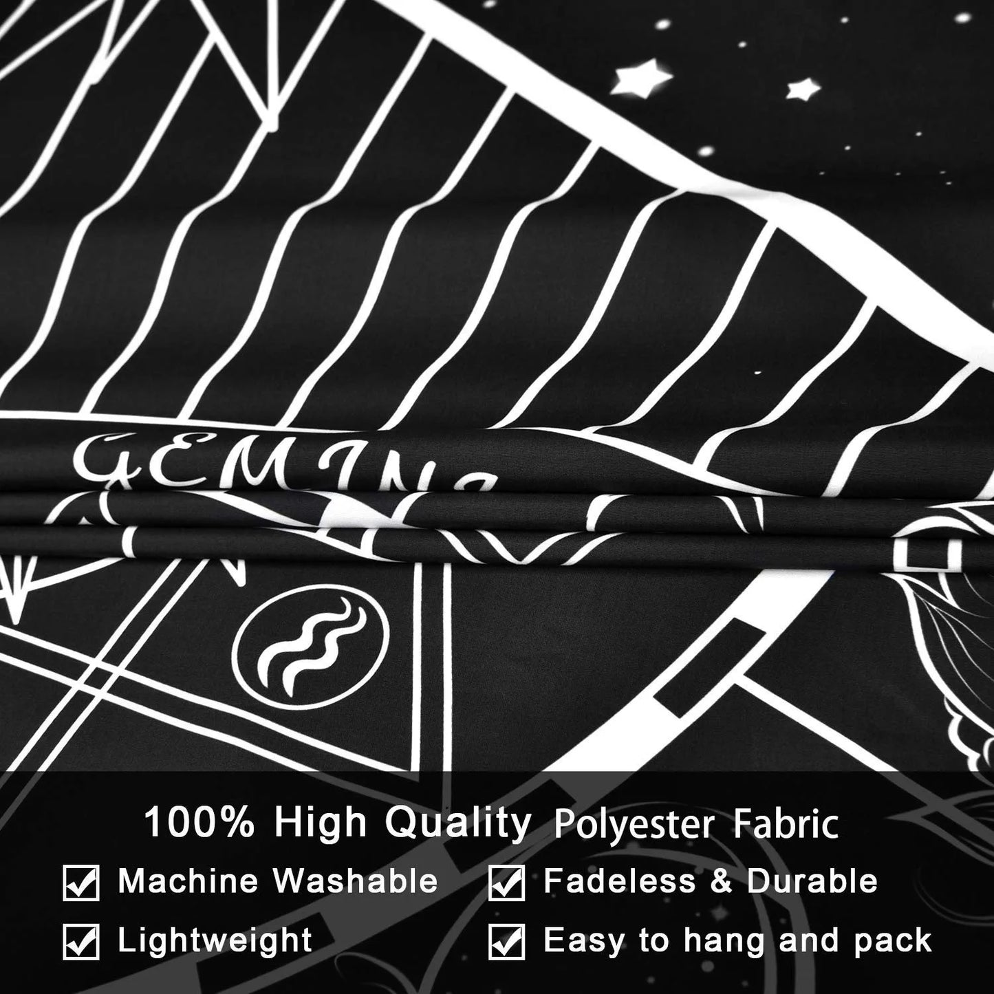 12 Constellation Tapestry Moon Star Sun Celestial Tapestry Black and White Tarot Tapestries Hippie Boho Tapestry for Room(59.1 X 59.1 Inches)