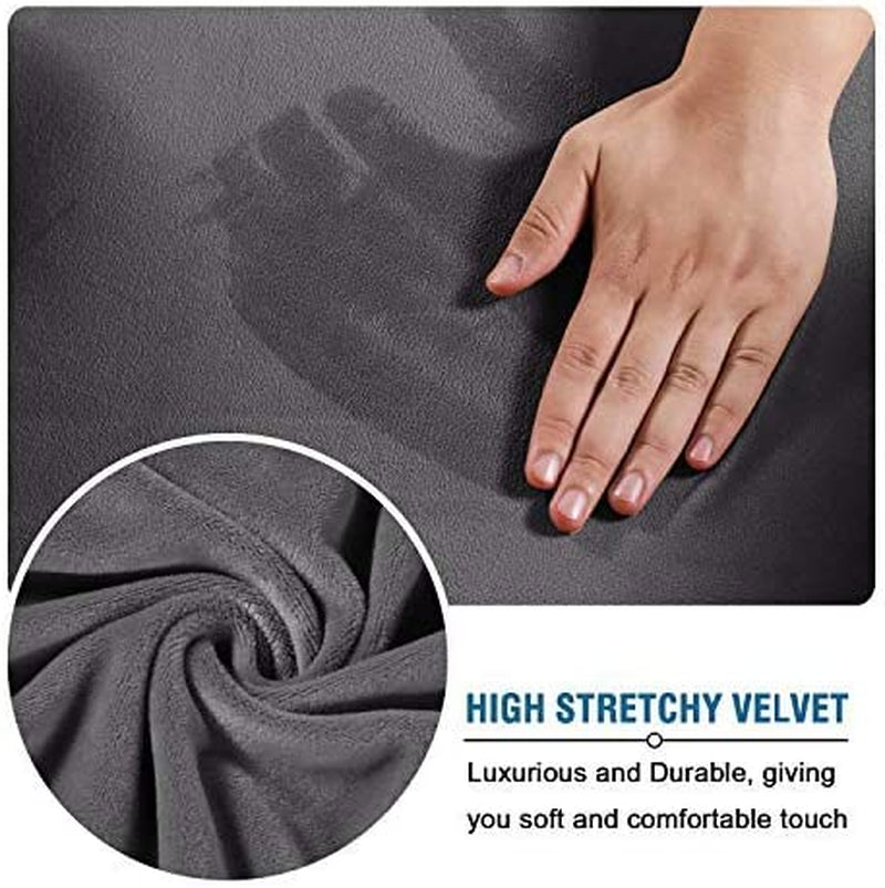Modern Velvet Plush 4 Piece High Stretch Sofa Slipcover Sofa Cover Furniture Protector Form Fit Luxury Thick Velvet Sofa Cover for 3 Cushion Couch, Machine Washable (Sofa,Gray)