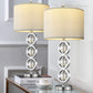 BOBOMOMO 26.5" Metal Crystal USB Table Lamps Set of 2 for Living Room Bedroom, Silver