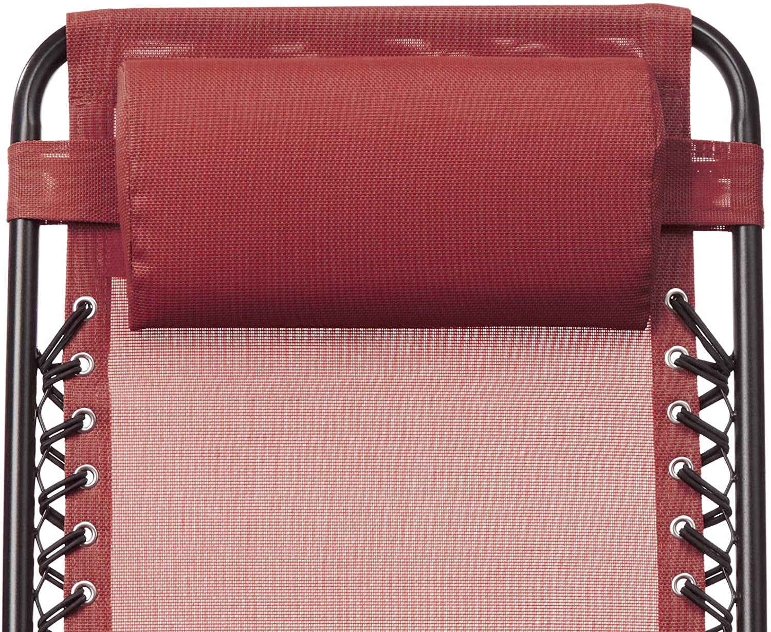 Outdoor Textilene Zero Gravity Folding Lounge Rocker with Pillow, Red