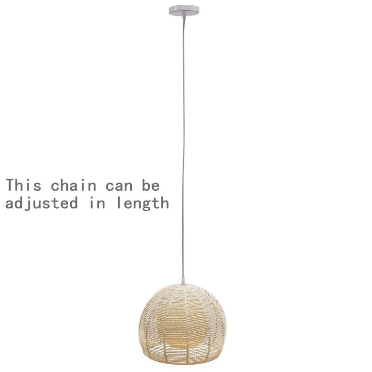 WUZSTAR Retro Woven Wicker Ceiling Light Fixture Rattan Shade Farmhouse Hanging Pendant Lamp