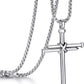 Cross Necklace for Men Cross Pendant STRENGTH Bible Verse Stainless Steel Necklace