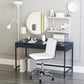 Mid Back Faux Leather Office Desk Computer Task Chair, with Armless, White