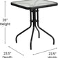23.5'' Square Tempered Glass Metal Table