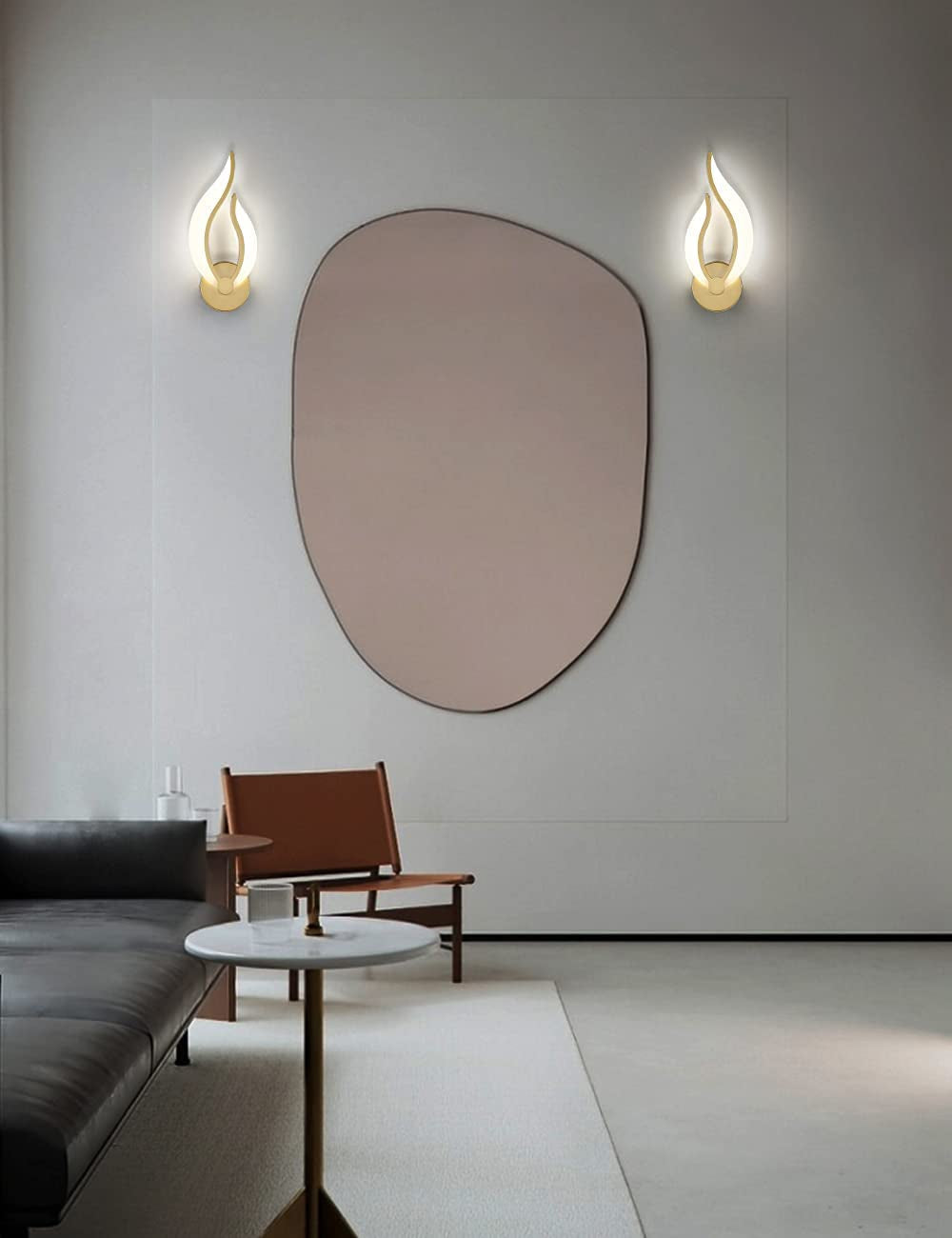 LED Wall Lights for Bedroom Gold Modern Wall Lamps Set of 2 Plug in Wall Light Fixtures 5500K 10Watt Each