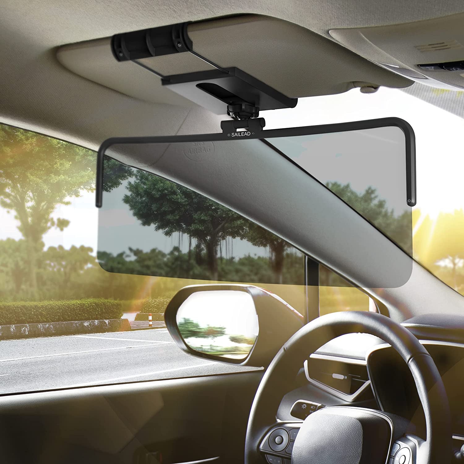 Sun Visor for Car - Polarized, Universal Car Visor Extender Sun Blocker, Sunglass Holder for Car Visor, Sunglasses Clip - Protects from Sun Glare, Snow Blindness and UV Rays