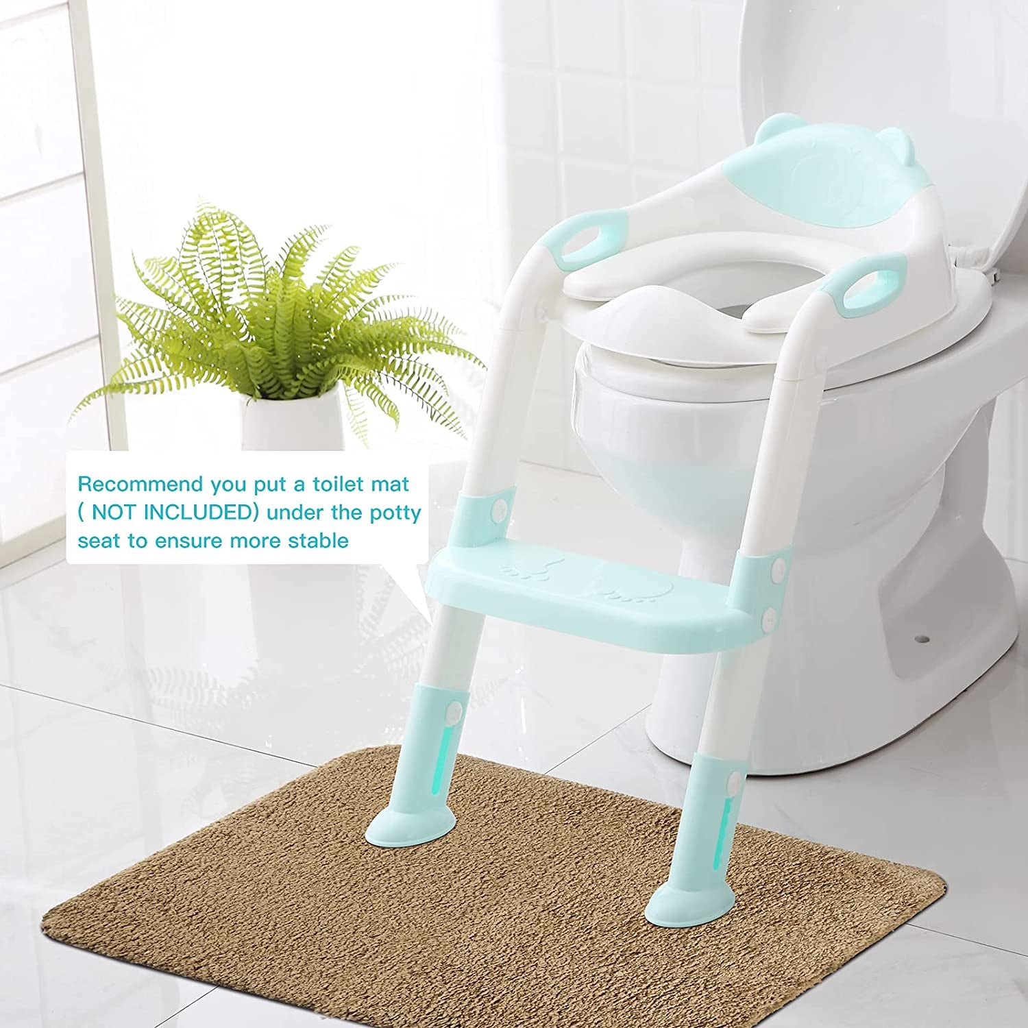 Potty Training Seat with Step Stool Ladder, Potty Training Toilet for Kids Boys Girls Toddlers-Comfortable Safe Potty Seat with Anti-Slip Pads Ladder (Blue)