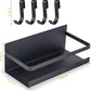 Fridge Magnet Organizer Magnetic Spice Rack with Four Removable Hook Refrigerator Shelf Rack Black (2 Pack)
