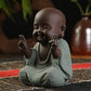 Ceramic Tiny Cute Buddha Statue Monk Figurine Creative Baby Buddha Crafts Adorable Ornaments Classic Delicate Ceramic Arts and Crafts Small (7 X 10 Cm) (Green)