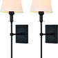 Slim Wall Sconce Set of 2 White Fabric Shades Wall Sconce Hardwired Indoor Wall Light Column Stand Bedroom Wall Lamps Bathroom Vanity Light Fixture, Black