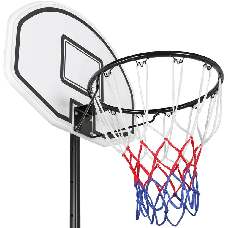 SmileMart 5.2-7ft Height Adjustable Basketball Hoop System for Outdoor, Black