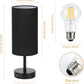 Bedside Lamp with USB Port - Touch Control Table Lamp for Bedroom 3 Way Dimmable Nightstand Lamp with round Black Fabric Shade for Living Room, Dorm, Home Office (LED Bulb Included)