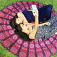 round Beach Tapestry Purple Mandala Throw/Boho Hippie Beach Blanket Roundie/Indian Cotton Bohemian Large round Table Cloth-Home Decor/Yoga Mat Meditation Picnic Rug 69 Inch