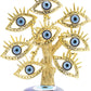 Golden Turkish Evil Eyes Tree with Blue Evil Eye Base for Home Decor Luck Gift