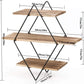Floating Shelves, Rustic Wood Geometric Wall Shelf, 3 Tier Diamond Metal Storage Shelves for Bedroom, Bathroom, Living Room, Kitchen, Office, Black and Brown