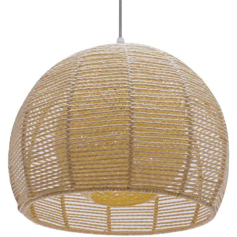 WUZSTAR Retro Woven Wicker Ceiling Light Fixture Rattan Shade Farmhouse Hanging Pendant Lamp