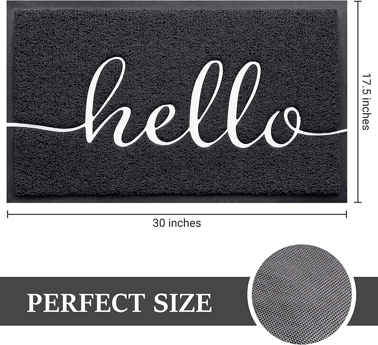 Door Mat (30"X17.5",Black), Durable Welcome Mat Low Profile Floor Mat Front Doormat Indoor Outdoor Door Rug Non Slip Rugs for Entryway, Patio, High Traffic Areas