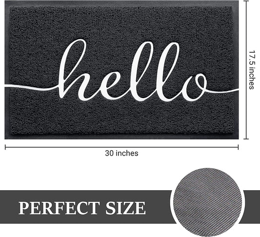 Door Mat (30"X17.5",Black), Durable Welcome Mat Low Profile Floor Mat Front Doormat Indoor Outdoor Door Rug Non Slip Rugs for Entryway, Patio, High Traffic Areas