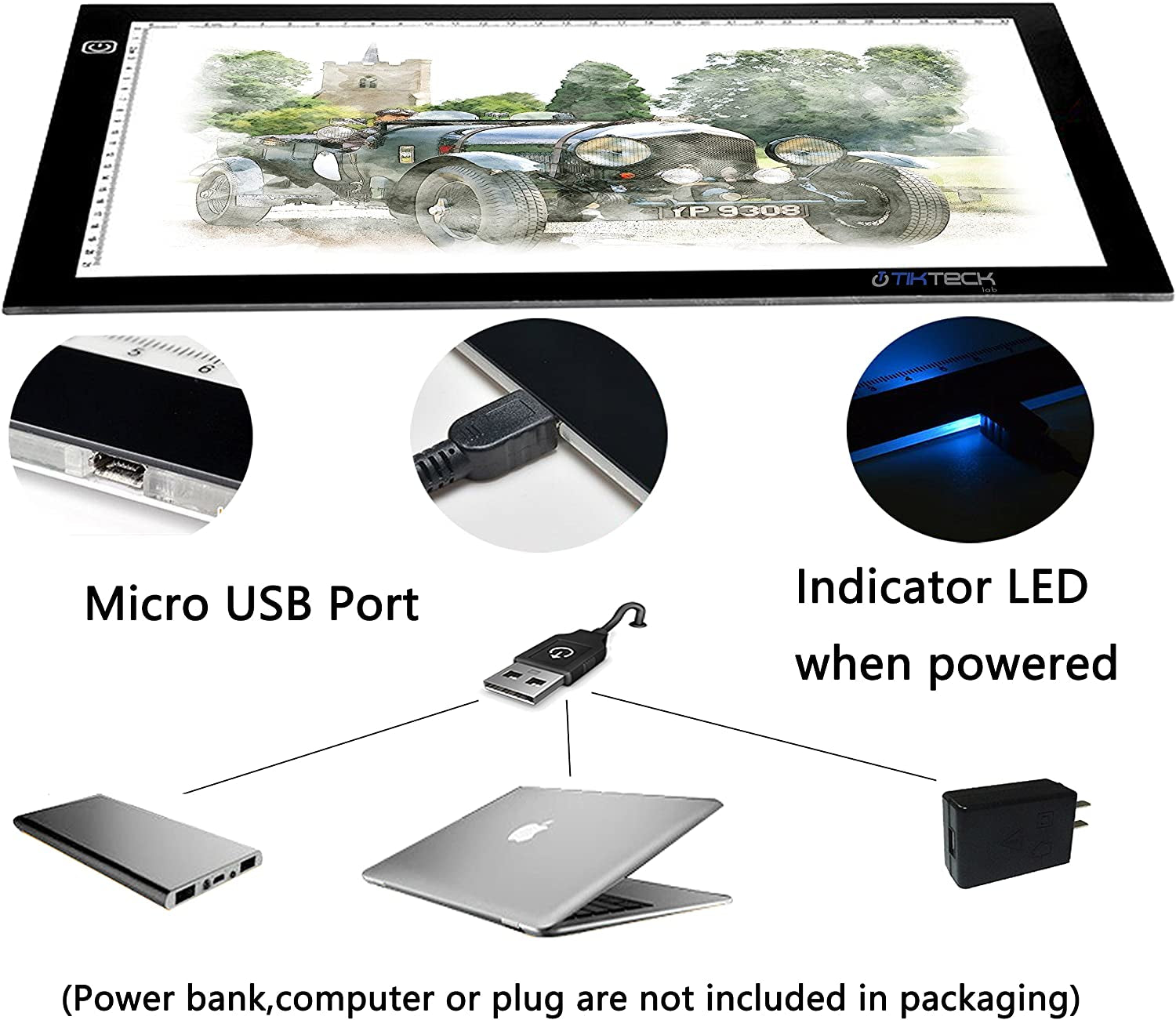 A4 Ultra-Thin Portable LED Light Box Tracer USB Power Cable Dimmable Brightness LED Artcraft Tracing Light Pad for Artists Drawing Sketching Animation Stencilling X-Rayviewing