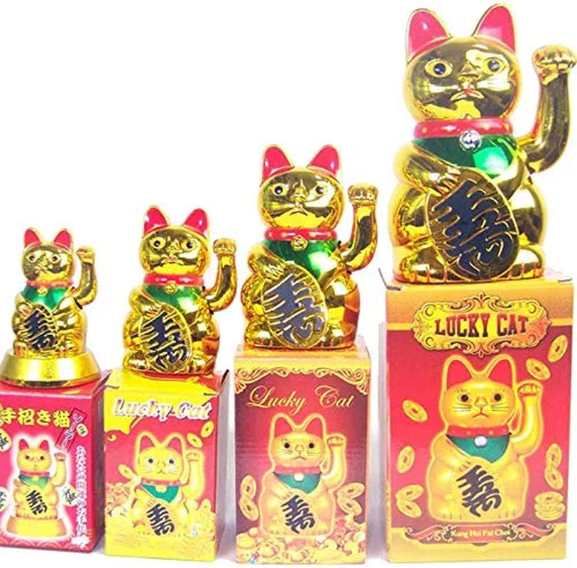 Chinese Lucky Cat Waving Gold Cats Fortune Arm Small Lucky Waving Feng Shui Gold Cat Waving Cat for Shop Store Decoration